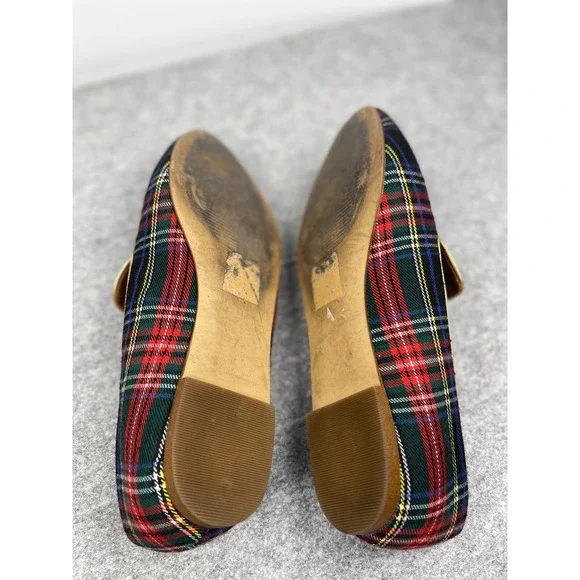 J‎ Crew Factory Plaid Flats Womens 7 Preppy Academic Tartan Slip On Shoes - Picture 4 of 15